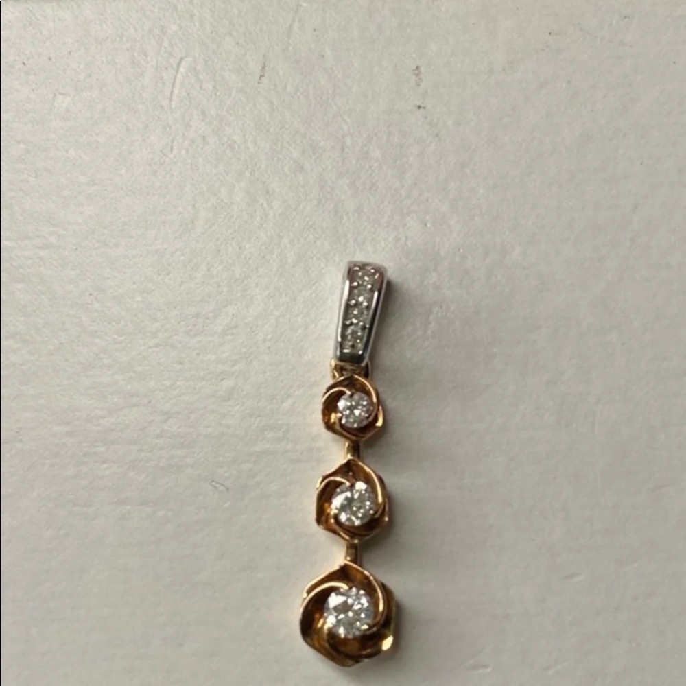 Zales Gold and White Diamond Drop Pendant